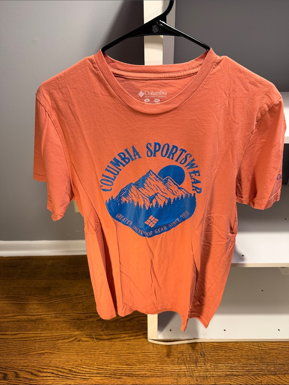 Columbia Orange Short Sleeve Tee with Blue Mountain Graphic